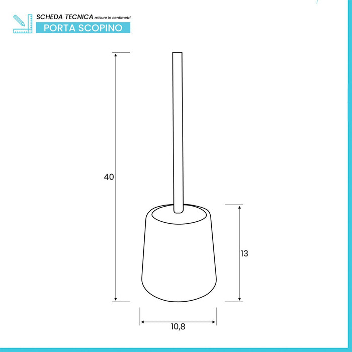 Portascopino wc in ceramica da appoggio linea Sidney tortora