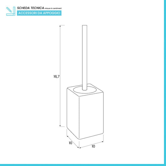Portascopino WC Bianco In Ceramica Bianca Lucida E Manico Acciaio Inox Cuba