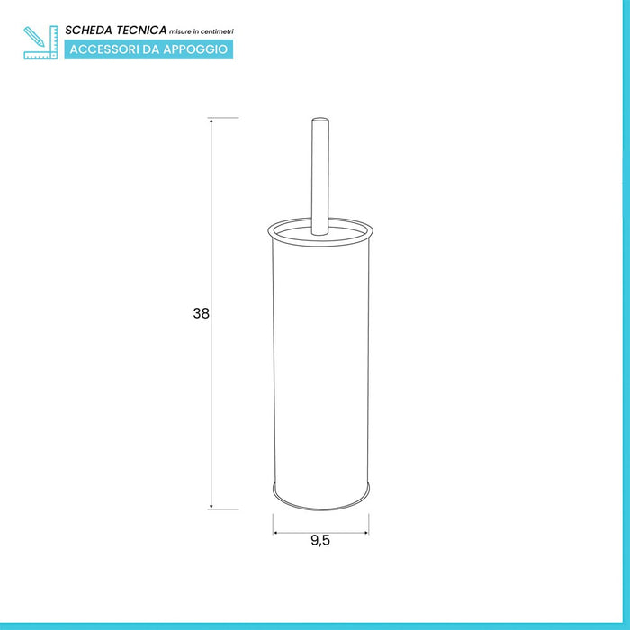 Portascopino wc da appoggio in metallo cromato Rock
