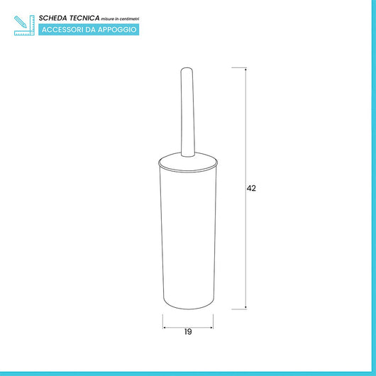 Portascopino wc da appoggio tondo bianco in plastica con scopino