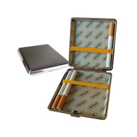 Trade Shop - Portasigarette In Metallo Ed Eco Pelle Astuccio Porta Sigarette Elegante -