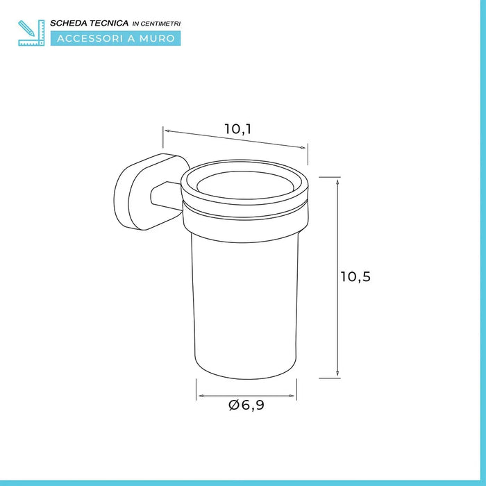 Portaspazzolini bagno a muro in acciaio inox e vetro Gedy serie Bernina