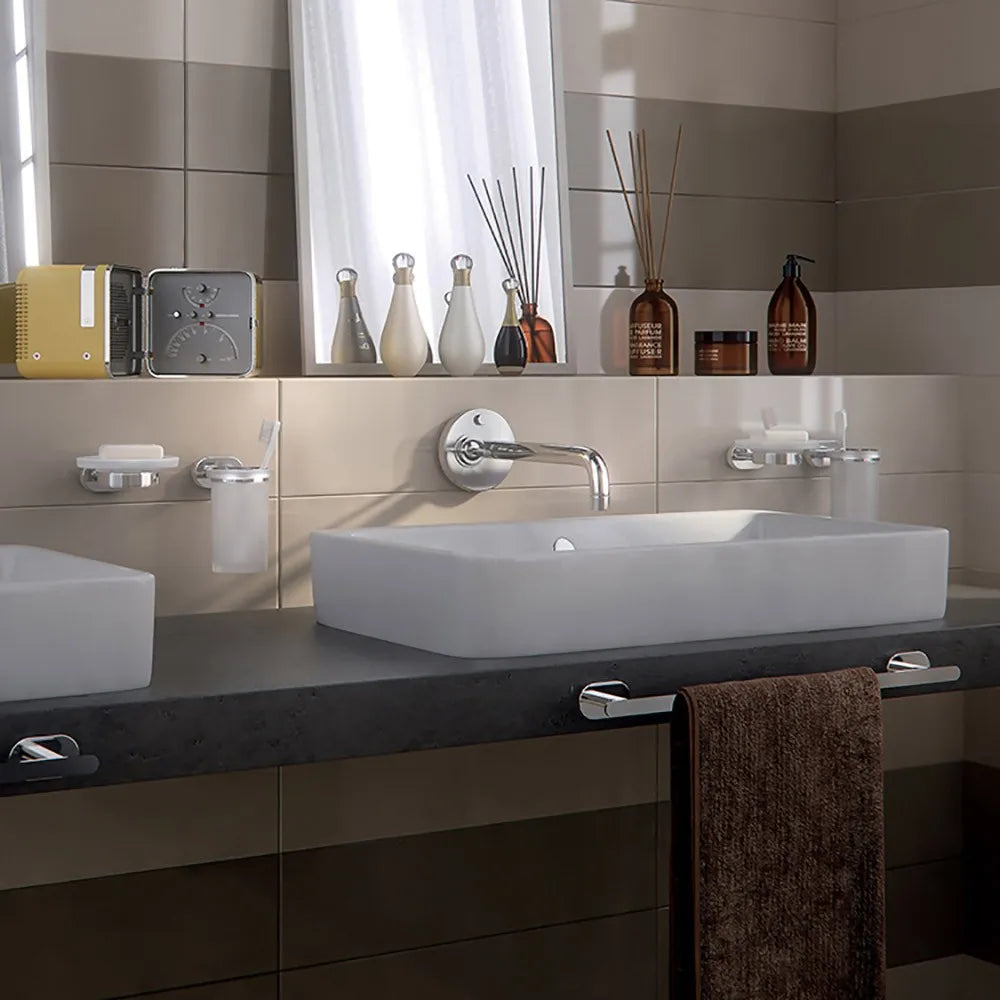 Portaspazzolini bagno a muro in acciaio inox e vetro Gedy serie Bernina