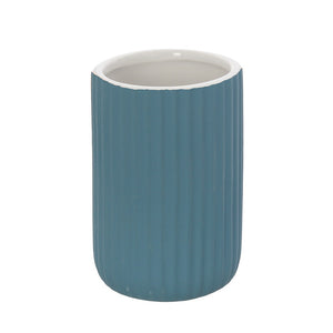 Portaspazzolini bagno da appoggio blu in ceramica soft touch Spring