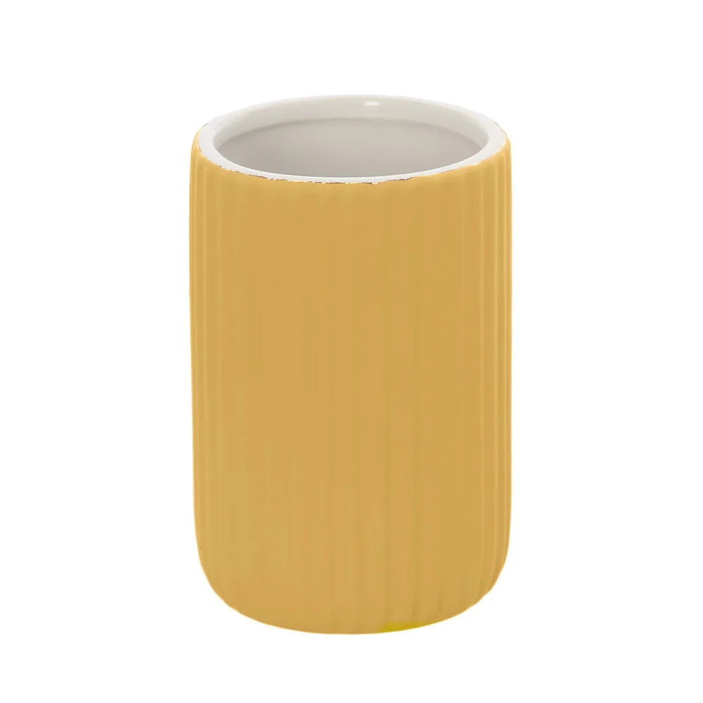 Portaspazzolini bagno dappoggio giallo in ceramica soft touch Spring