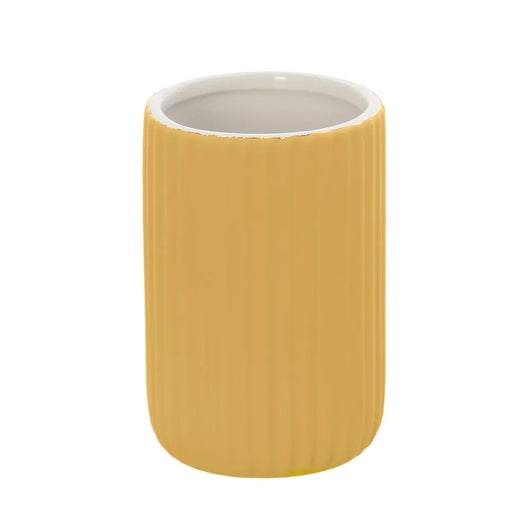 Portaspazzolini bagno dappoggio giallo in ceramica soft touch Spring