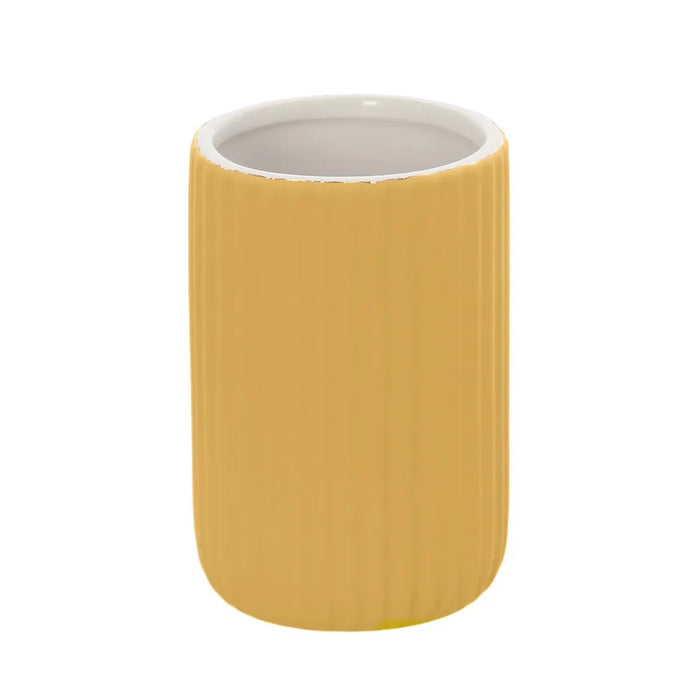 Portaspazzolini bagno dappoggio giallo in ceramica soft touch Spring