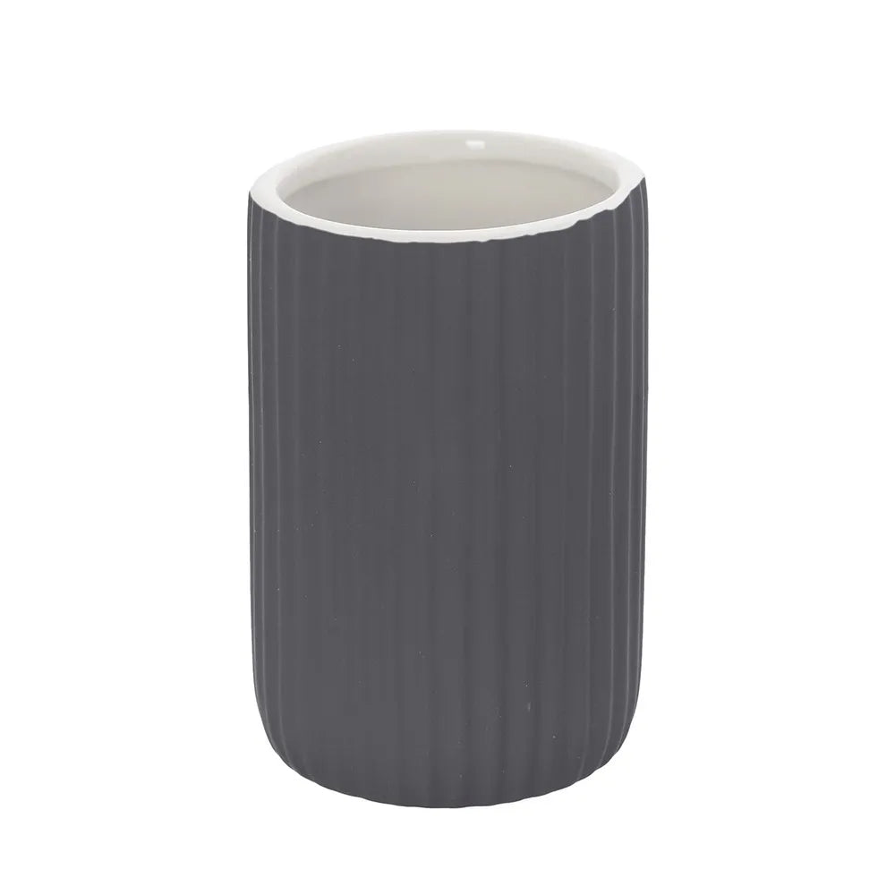 Portaspazzolini bagno d'appoggio grigio in ceramica soft touch Spring