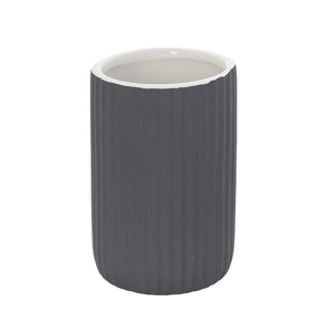 Portaspazzolini bagno d'appoggio grigio in ceramica soft touch Spring