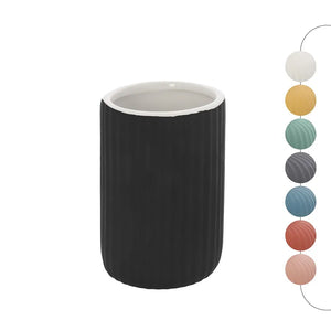 Portaspazzolini bagno dappoggio nero in ceramica soft touch Spring