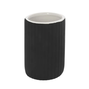 Portaspazzolini bagno dappoggio nero in ceramica soft touch Spring