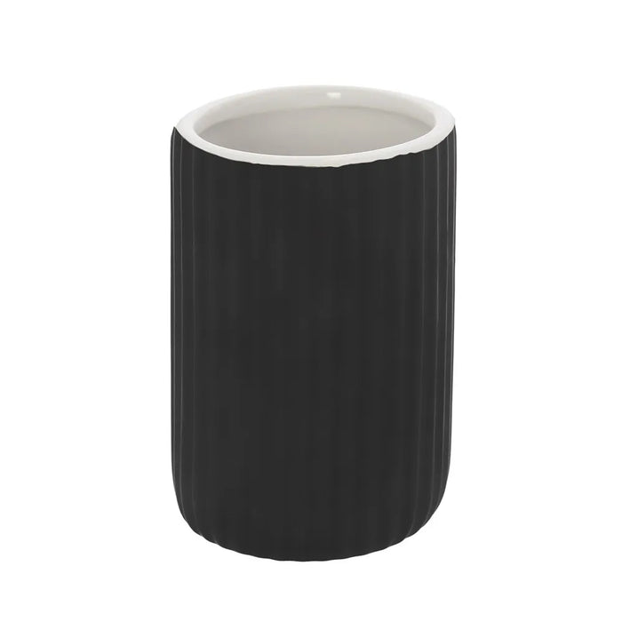 Portaspazzolini bagno dappoggio nero in ceramica soft touch Spring