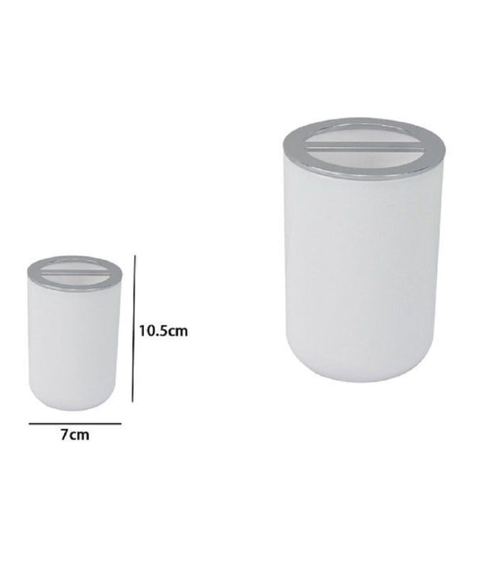 Portaspazzolini Bicchiere Accessori Bagno 2 Fori Bianco Silver Contenitore 79863         