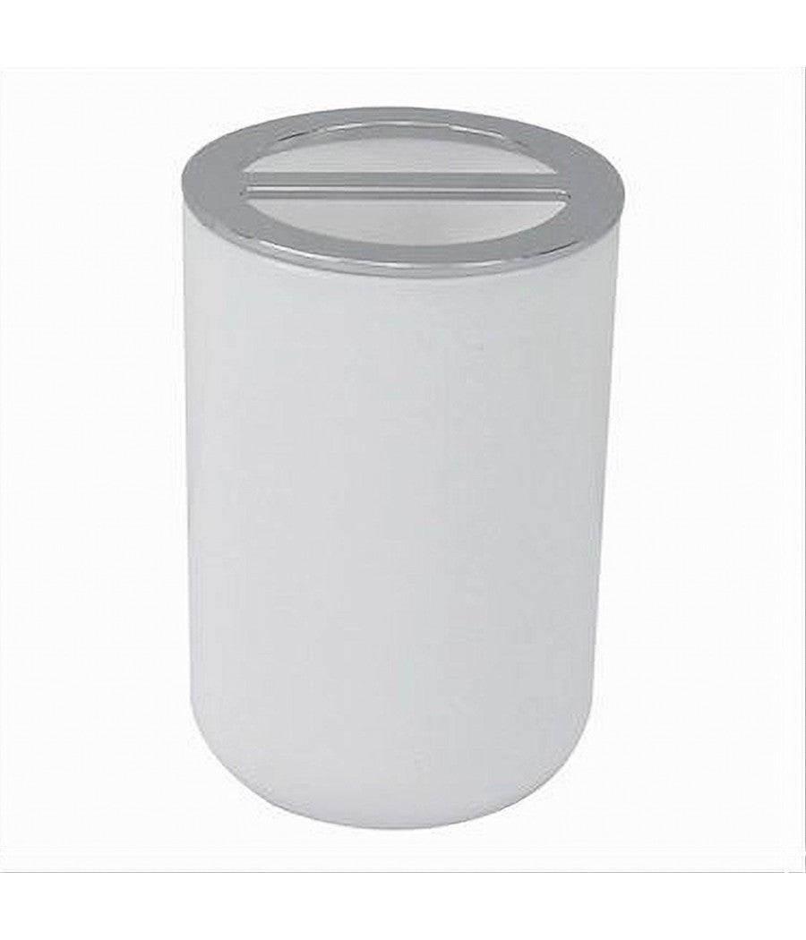 Portaspazzolini Bicchiere Accessori Bagno 2 Fori Bianco Silver Contenitore 79863         