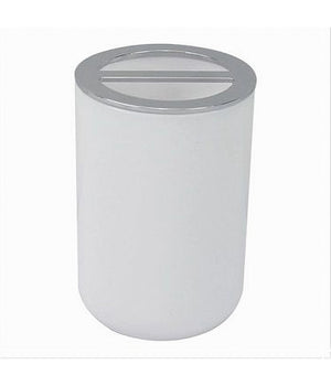 Portaspazzolini Bicchiere Accessori Bagno 2 Fori Bianco Silver Contenitore 79863         