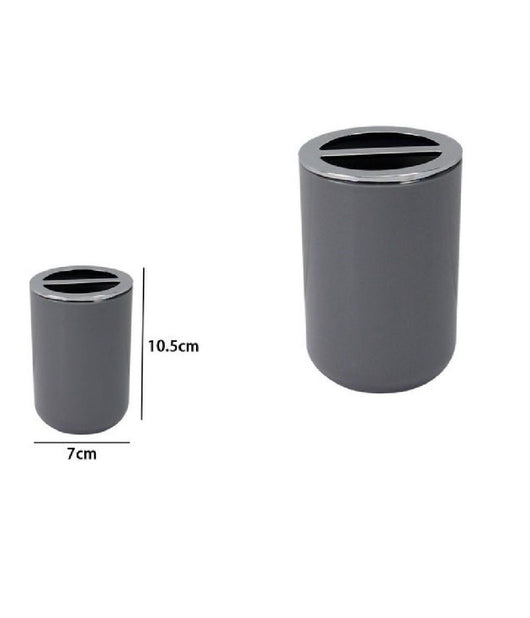 Portaspazzolini Bicchiere Accessori Bagno 2 Fori Grigio Silver Contenitore 79893         