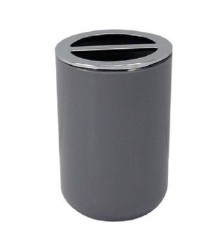 Portaspazzolini Bicchiere Accessori Bagno 2 Fori Grigio Silver Contenitore 79893         