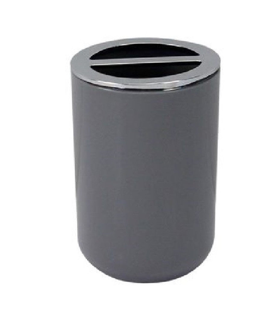 Portaspazzolini Bicchiere Accessori Bagno 2 Fori Grigio Silver Contenitore 79893         