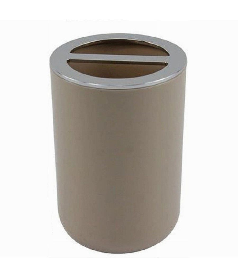 Portaspazzolini Bicchiere Accessori Bagno 2 Fori Tortora Silver Contenitore 69466         