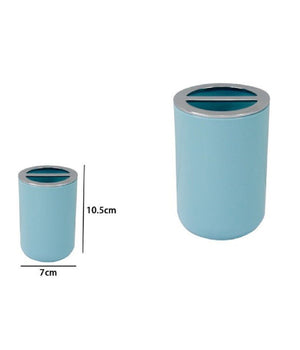 Portaspazzolini Bicchiere Accessori Bagno 2fori Celeste Silver Contenitore 79887         