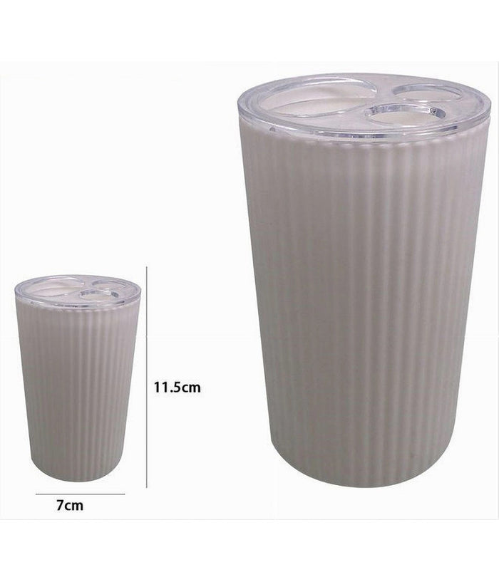 Portaspazzolini Bicchiere Accessorio Per Arredo Bagno Bianco Rigato 3 Fori 79162         