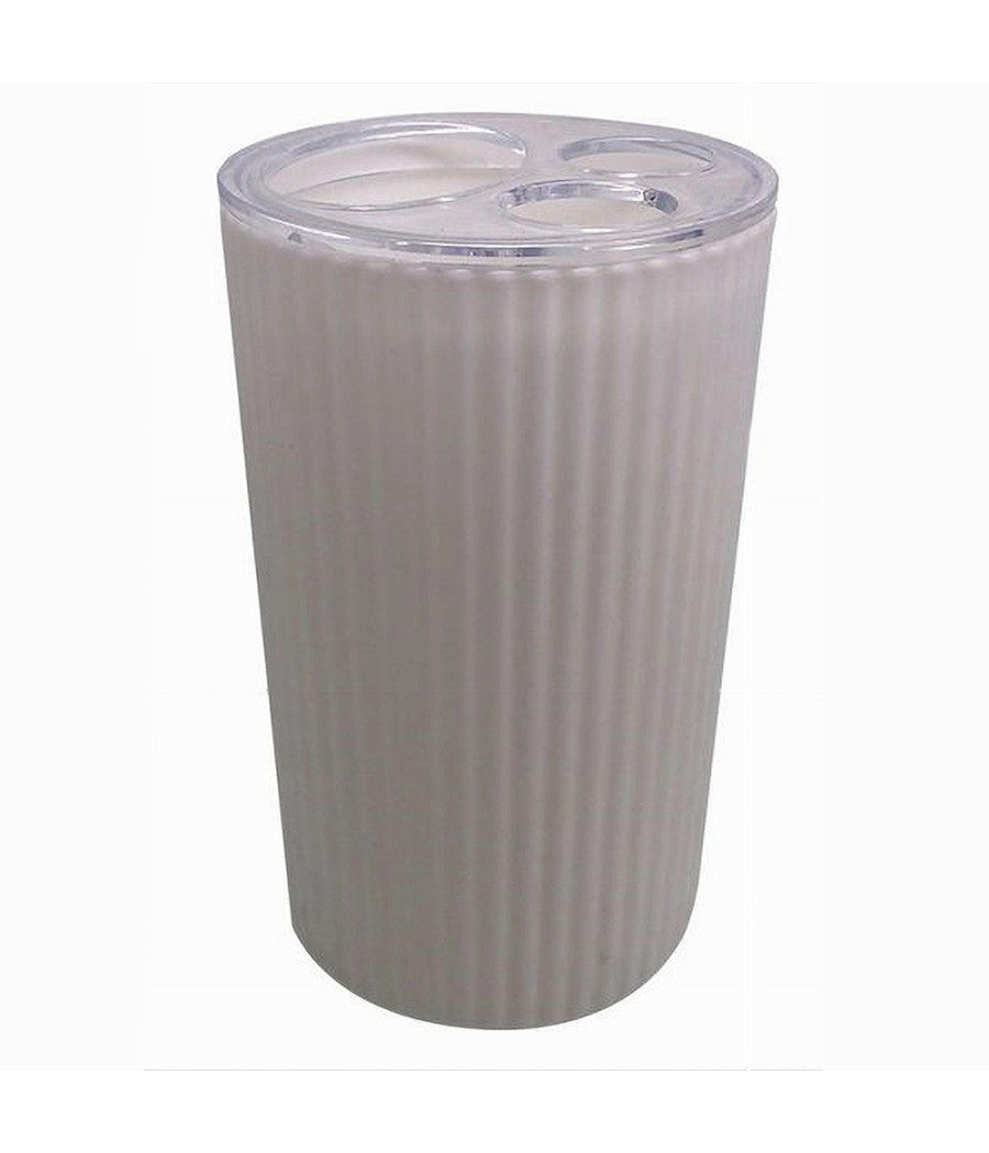 Portaspazzolini Bicchiere Accessorio Per Arredo Bagno Bianco Rigato 3 Fori 79162         