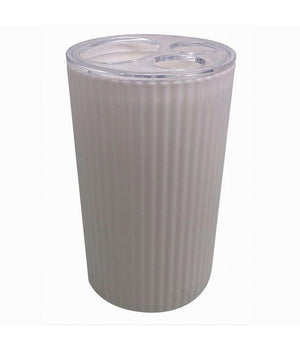 Portaspazzolini Bicchiere Accessorio Per Arredo Bagno Bianco Rigato 3 Fori 79162         