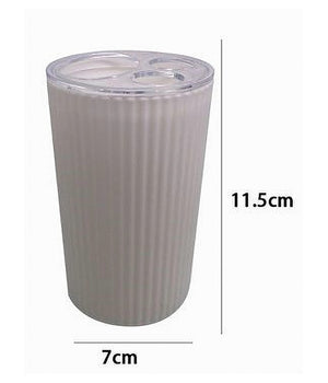 Portaspazzolini Bicchiere Accessorio Per Arredo Bagno Bianco Rigato 3 Fori 79162         