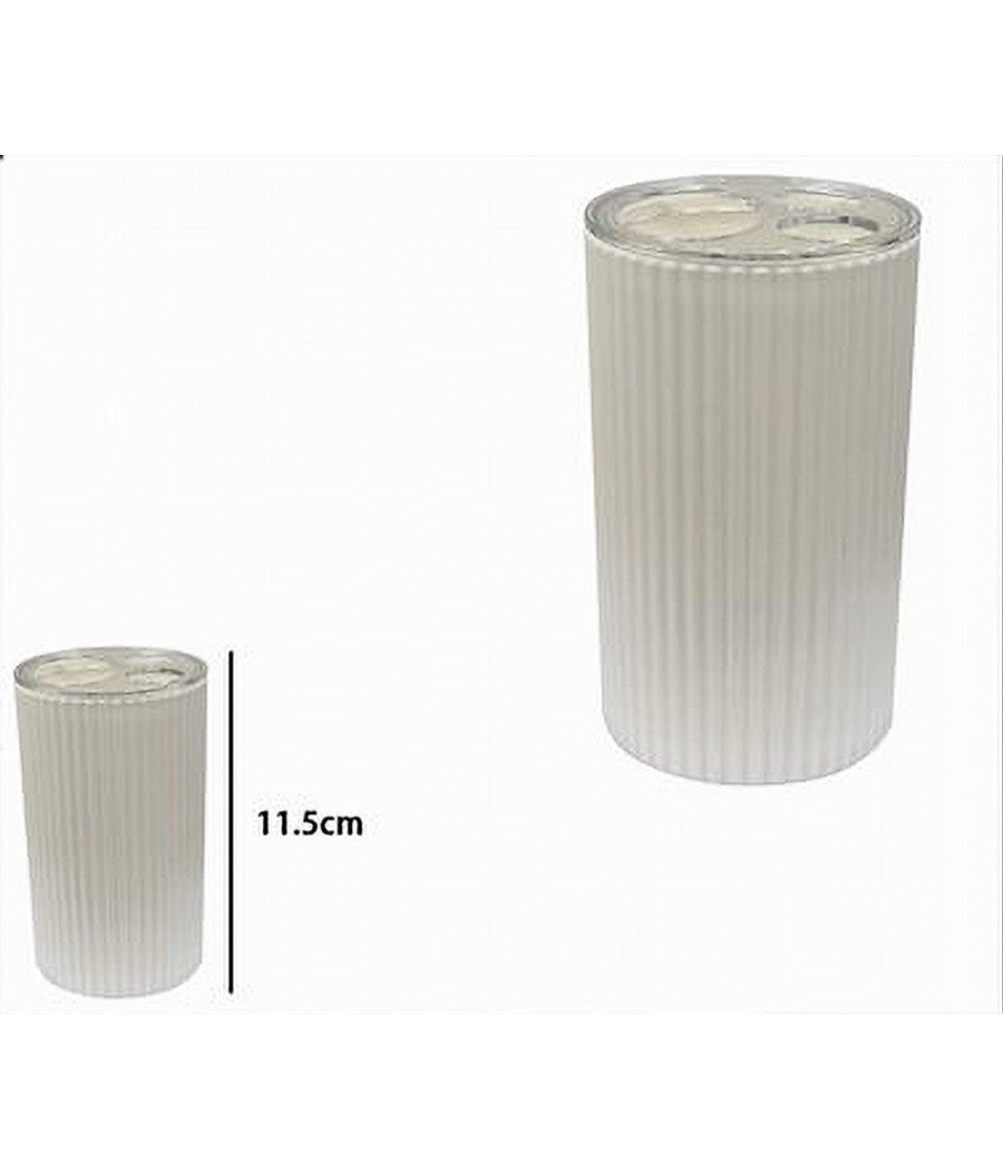 Portaspazzolini Bicchiere Accessorio Per Arredo Bagno Bianco Rigato 3 Fori 79162         