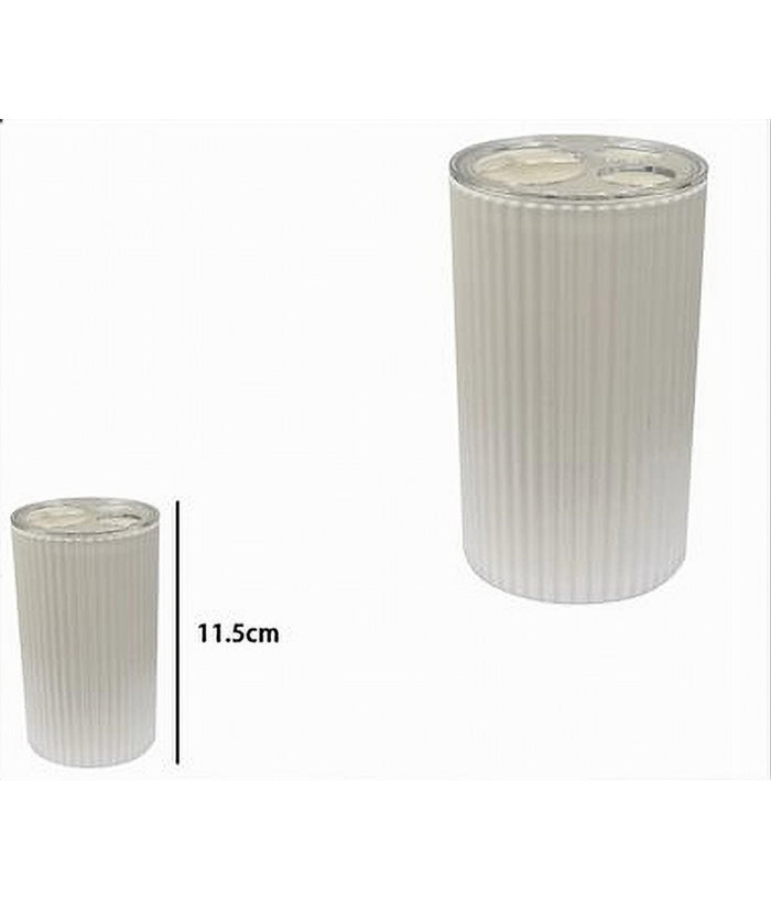 Portaspazzolini Bicchiere Accessorio Per Arredo Bagno Bianco Rigato 3 Fori 79162         