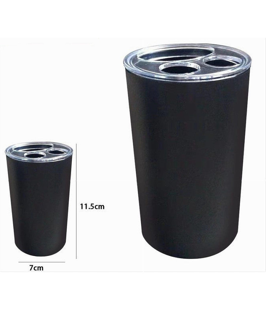 Portaspazzolini Bicchiere Dentifricio Accessori Arredo Bagno Nero A 3 Fori 79194         
