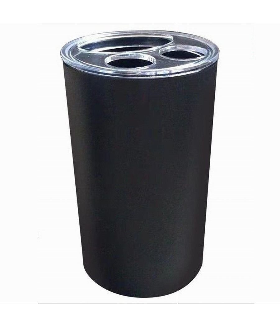 Portaspazzolini Bicchiere Dentifricio Accessori Arredo Bagno Nero A 3 Fori 79194         
