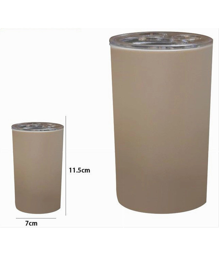 Portaspazzolini Bicchiere Dentifricio Accessori Arredo Bagno Tortora 3 Fori 79190         