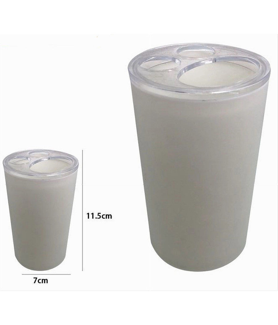 Portaspazzolini Bicchiere Dentifricio Accessorio Arredo Bagno Bianco 3 Fori 79186         