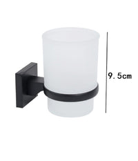 Portaspazzolini Bicchiere Vetro Acciaio Da Muro Nero Stile Minimal Moderno 79985         