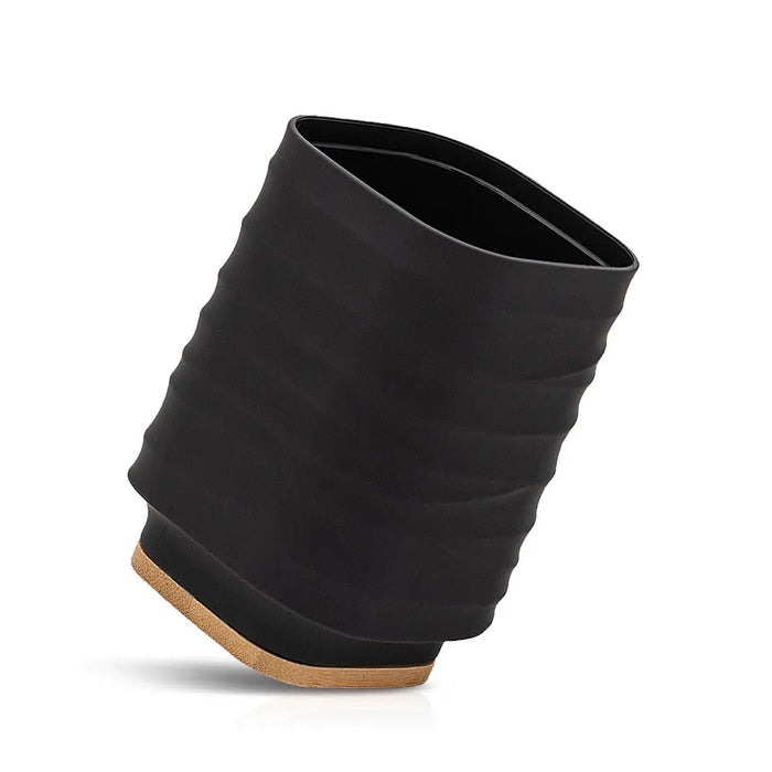 Portaspazzolini da appoggio nero in abs e bambù Wave