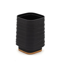 Portaspazzolini da appoggio nero in abs e bambù Wave