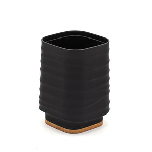 Portaspazzolini da appoggio nero in abs e bambù Wave