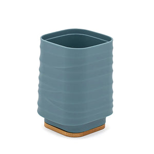 Portaspazzolini da appoggio turchese cobalto in abs e bambù Wave