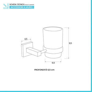 Portaspazzolino a muro in vetro satinato e metallo cromato Rock