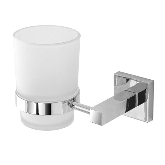 Portaspazzolino a muro in vetro satinato e metallo cromato Rock