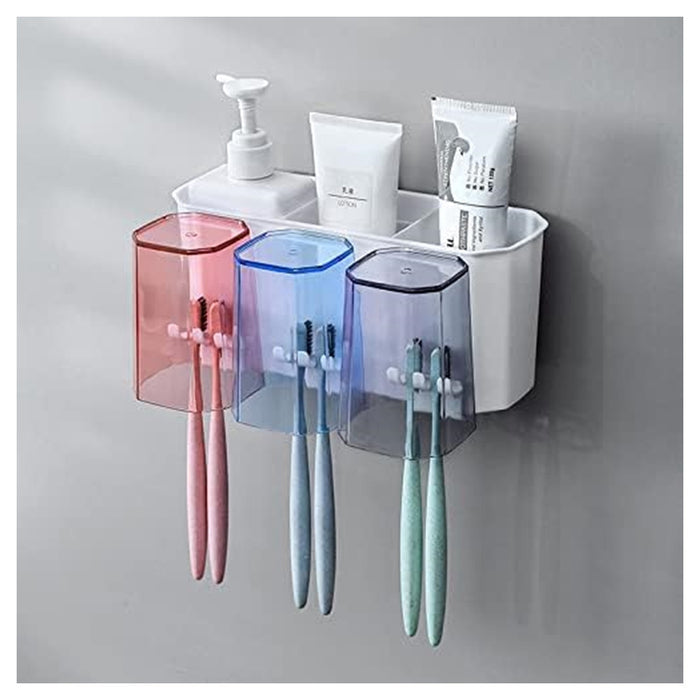 Trade Shop - Portaspazzolino Creativo Da Parete Per Dentifricio Con Cuscinetti Adesivi Per Bagno -