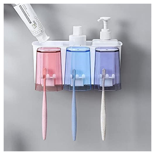 Trade Shop - Portaspazzolino Creativo Da Parete Per Dentifricio Con Cuscinetti Adesivi Per Bagno -