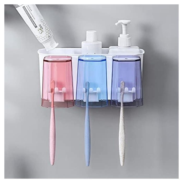 Trade Shop - Portaspazzolino Creativo Da Parete Per Dentifricio Con Cuscinetti Adesivi Per Bagno -