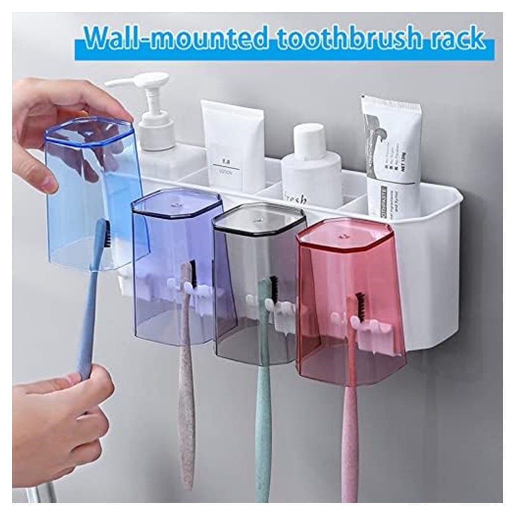 Trade Shop - Portaspazzolino Creativo Da Parete Per Dentifricio Con Cuscinetti Adesivi Per Bagno -