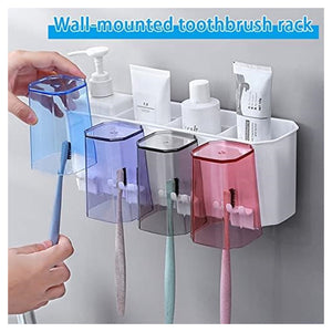 Trade Shop - Portaspazzolino Creativo Da Parete Per Dentifricio Con Cuscinetti Adesivi Per Bagno -