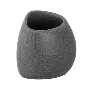 Portaspazzolino Da Appoggio In Poliresina Grigio Effetto Pietra Stone
