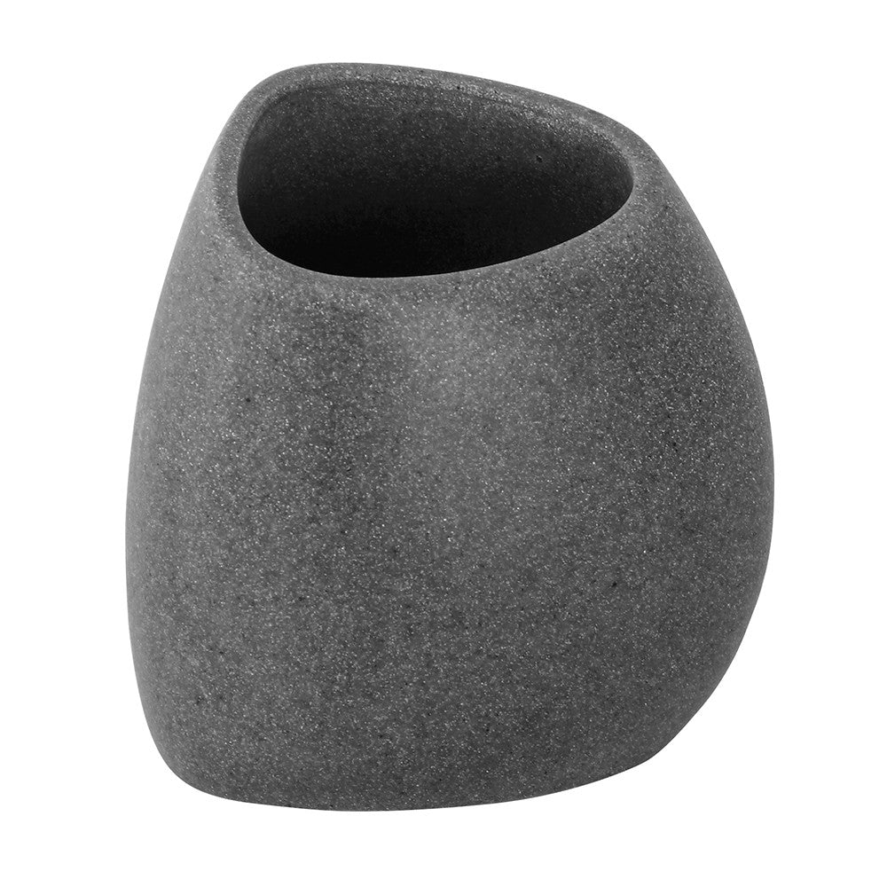 Portaspazzolino Da Appoggio In Poliresina Grigio Effetto Pietra Stone
