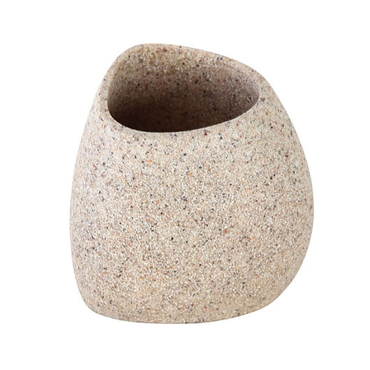 Portaspazzolino Da Appoggio In Poliresina Sabbia Effetto Pietra Stone