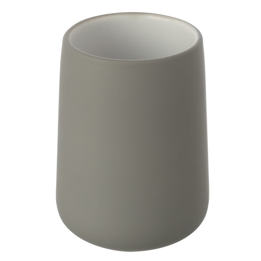 Bicchiere porta spazzolini da appoggio in ceramica grigia Sidney